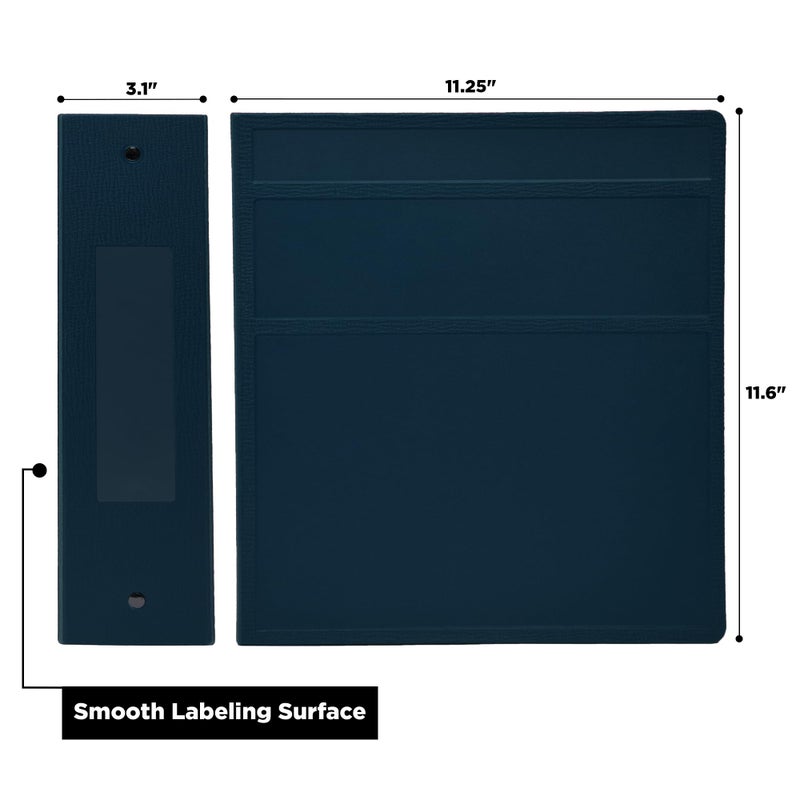 Carstens 3-Inch Heavy Duty 3-Ring Binder - Side Opening, Navy Blue, Durable Plastic, Precision No-Gap Rings, Waterproof Cover, No Pockets, Holds 400 US Letter Sheets, BPA-Free, Made in USA (1749-3R) - Image 2